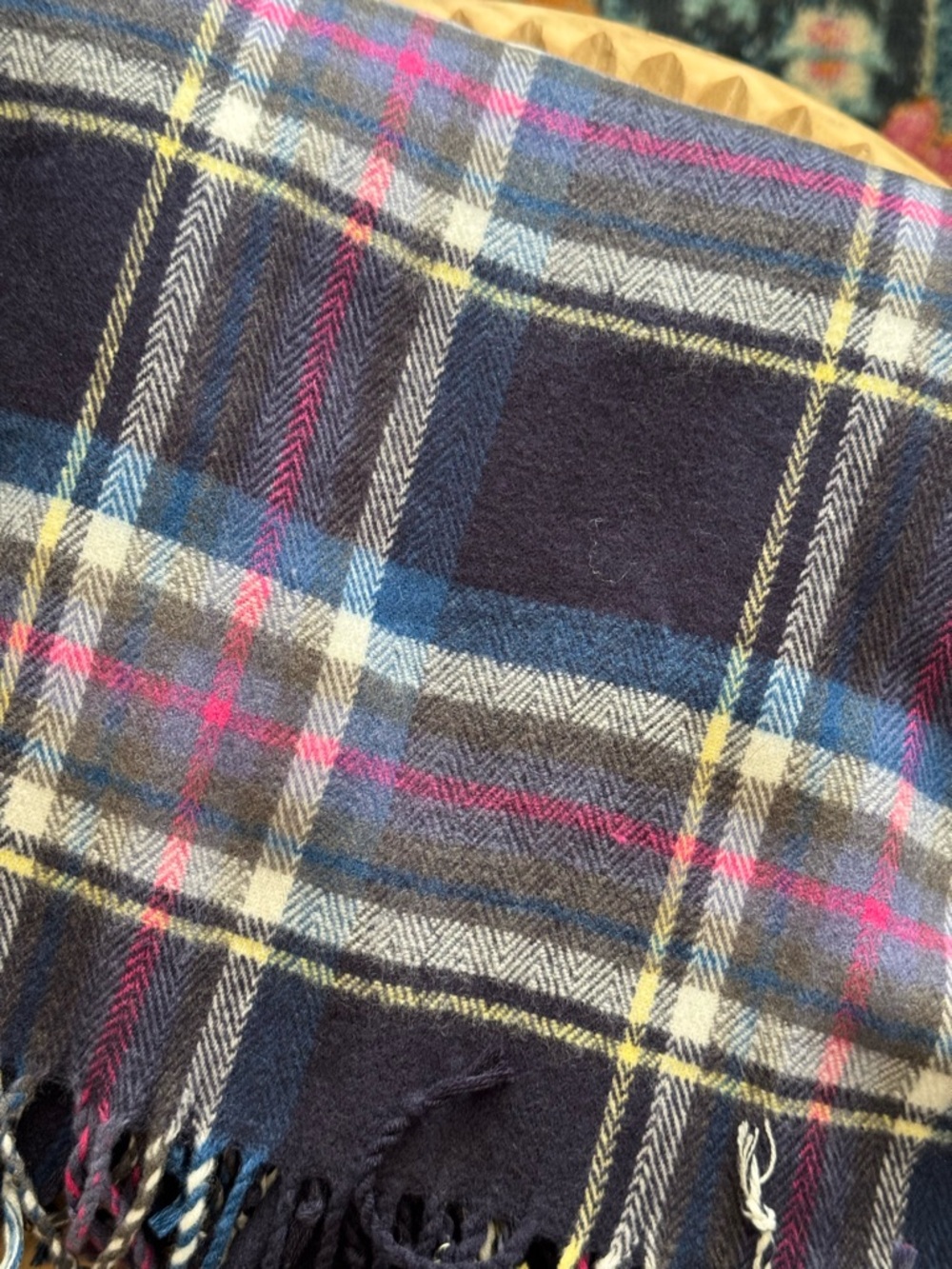 Gap Plaid Flannel Scarf NWT Navy and Pink